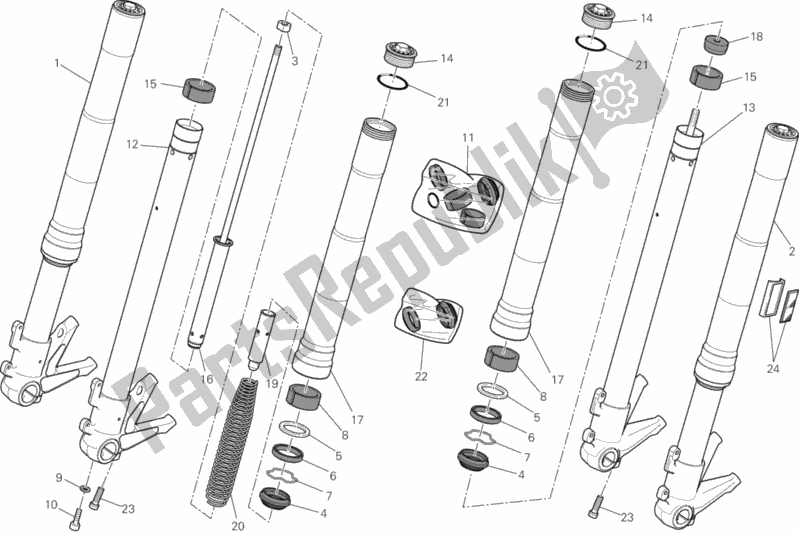 All parts for the Front Fork of the Ducati Monster 796 ABS USA 2013